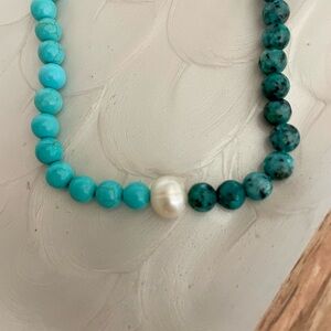 Park Lane "Hurley" Turquoise and Teal Beaded Necklace with Pearl Accent